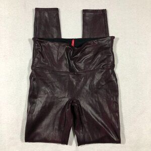 Spanx Leggings Womens Medium Faux Leather Leggings Dark Wine Oxblood Maroon